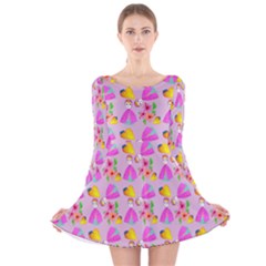 Girl With Hood Cape Heart Lemon Pattern Lilac Long Sleeve Velvet Skater Dress by snowwhitegirl