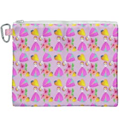 Girl With Hood Cape Heart Lemon Pattern Lilac Canvas Cosmetic Bag (xxxl) by snowwhitegirl