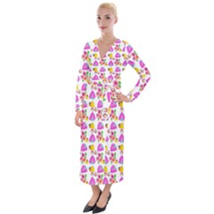 Girl With Hood Cape Heart Lemon Pattern White Velvet Maxi Wrap Dress by snowwhitegirl