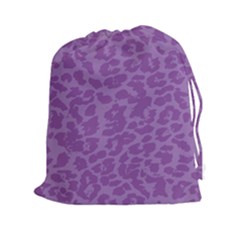 Purple Big Cat Pattern Drawstring Pouch (2xl) by Angelandspot