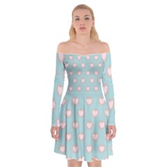 Stir Crazy For You - Blue  Off Shoulder Skater Dress by MooMoosMumma