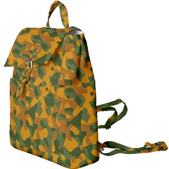 Green And Orange Camouflage Pattern Buckle Everyday Backpack by SpinnyChairDesigns