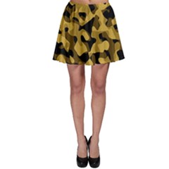 Black Yellow Brown Camouflage Pattern Skater Skirt by SpinnyChairDesigns
