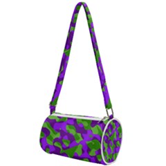 Purple And Green Camouflage Mini Cylinder Bag by SpinnyChairDesigns