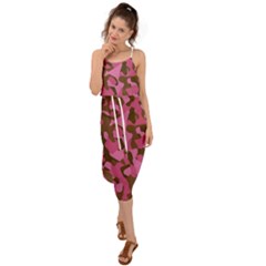 Pink And Brown Camouflage Waist Tie Cover Up Chiffon Dress by SpinnyChairDesigns