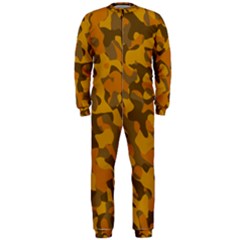 Brown And Orange Camouflage Onepiece Jumpsuit (men)  by SpinnyChairDesigns