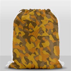 Brown And Orange Camouflage Drawstring Bag (small) by SpinnyChairDesigns