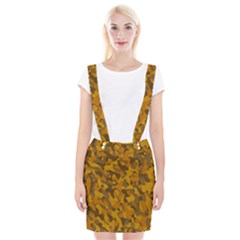 Brown And Orange Camouflage Braces Suspender Skirt by SpinnyChairDesigns