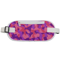 Pink And Purple Camouflage Rounded Waist Pouch by SpinnyChairDesigns