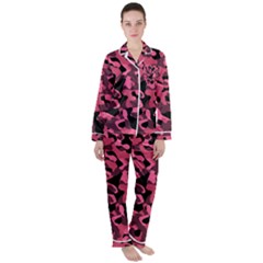 Black And Pink Camouflage Pattern Satin Long Sleeve Pyjamas Set by SpinnyChairDesigns