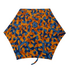 Blue And Orange Camouflage Pattern Mini Folding Umbrellas by SpinnyChairDesigns