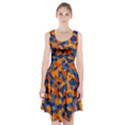 Blue and Orange Camouflage Pattern Racerback Midi Dress View1
