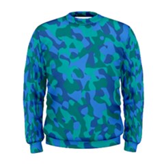 Blue Turquoise Teal Camouflage Pattern Men s Sweatshirt by SpinnyChairDesigns