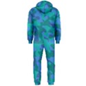 Blue Turquoise Teal Camouflage Pattern Hooded Jumpsuit (Men)  View2
