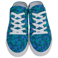 Blue Turquoise Teal Camouflage Pattern Half Slippers by SpinnyChairDesigns