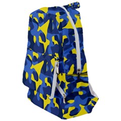 Blue And Yellow Camouflage Pattern Travelers  Backpack by SpinnyChairDesigns