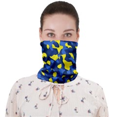 Blue And Yellow Camouflage Pattern Face Covering Bandana (adult) by SpinnyChairDesigns