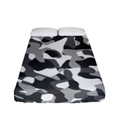 Grey And White Camouflage Pattern Fitted Sheet (full/ Double Size) by SpinnyChairDesigns