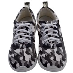 Grey And White Camouflage Pattern Mens Athletic Shoes by SpinnyChairDesigns