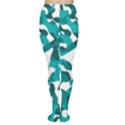 Teal and White Camouflage Pattern Tights View1