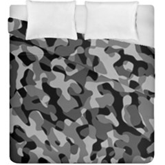 Grey And Black Camouflage Pattern Duvet Cover Double Side (king Size) by SpinnyChairDesigns