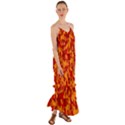 Red and Orange Camouflage Pattern Cami Maxi Ruffle Chiffon Dress View1