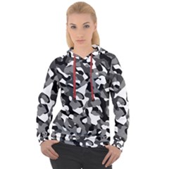 Black And White Camouflage Pattern Women s Overhead Hoodie by SpinnyChairDesigns