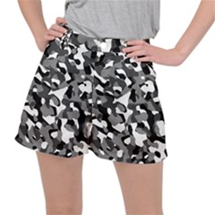 Black And White Camouflage Pattern Ripstop Shorts by SpinnyChairDesigns