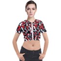 Black Red White Camouflage Pattern Short Sleeve Cropped Jacket View1