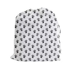 Cat Dog Animal Paw Prints Pattern Black And White Drawstring Pouch (2xl) by SpinnyChairDesigns