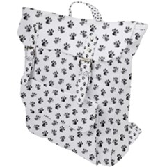 Cat Dog Animal Paw Prints Pattern Black And White Buckle Up Backpack by SpinnyChairDesigns