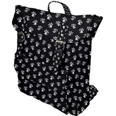 Cat Dog Animal Paw Prints Black And White Buckle Up Backpack by SpinnyChairDesigns