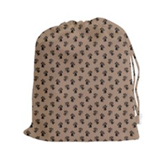 Cat Dog Animal Paw Prints Pattern Brown Black Drawstring Pouch (2xl) by SpinnyChairDesigns