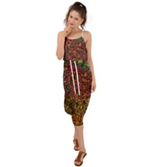 Stylish Fall Colors Camouflage Waist Tie Cover Up Chiffon Dress by SpinnyChairDesigns