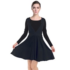 Plain Black Solid Color Plunge Pinafore Dress by FlagGallery