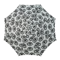 Black And White Cartoon Eyeballs Golf Umbrellas by SpinnyChairDesigns