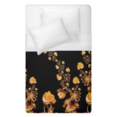 Abstract Gold Yellow Roses On Black Duvet Cover (single Size) by SpinnyChairDesigns