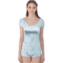 Light Blue and White Abstract Paisley Boyleg Leotard  View1