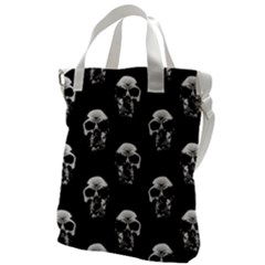 Black And White Skulls Canvas Messenger Bag by SpinnyChairDesigns
