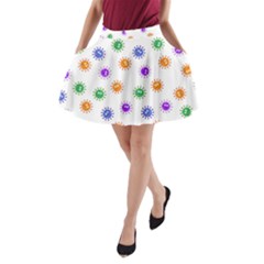 Cartoon Corona Virus Covid 19 A-line Pocket Skirt by SpinnyChairDesigns
