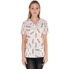Geek Glasses With Eyes Women s V-neck Scrub Top by SpinnyChairDesigns