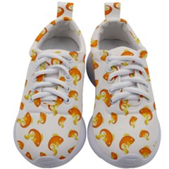 Orange Goldfish Pattern Kids Athletic Shoes by SpinnyChairDesigns