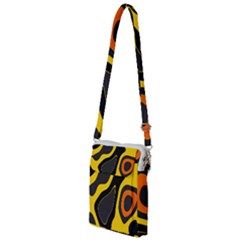 Yellow Black Orange Abstract Art Pattern Multi Function Travel Bag by SpinnyChairDesigns