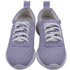 Royal Purple Grey And White Truchet Pattern Kids Athletic Shoes by SpinnyChairDesigns