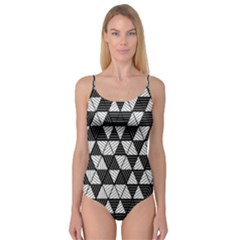 Black And White Triangles Pattern Camisole Leotard  by SpinnyChairDesigns