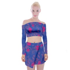 Bi Floral-pattern-background-1308 Off Shoulder Top With Mini Skirt Set by VernenInk