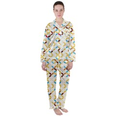 Tekstura-seamless-retro-pattern Satin Long Sleeve Pyjamas Set by Sobalvarro