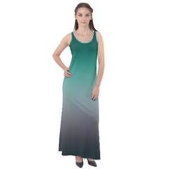 Teal Green And Grey Gradient Ombre Color Sleeveless Velour Maxi Dress by SpinnyChairDesigns