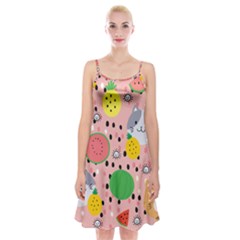 Cats And Fruits  Spaghetti Strap Velvet Dress by Sobalvarro