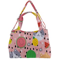 Cats And Fruits  Double Compartment Shoulder Bag by Sobalvarro